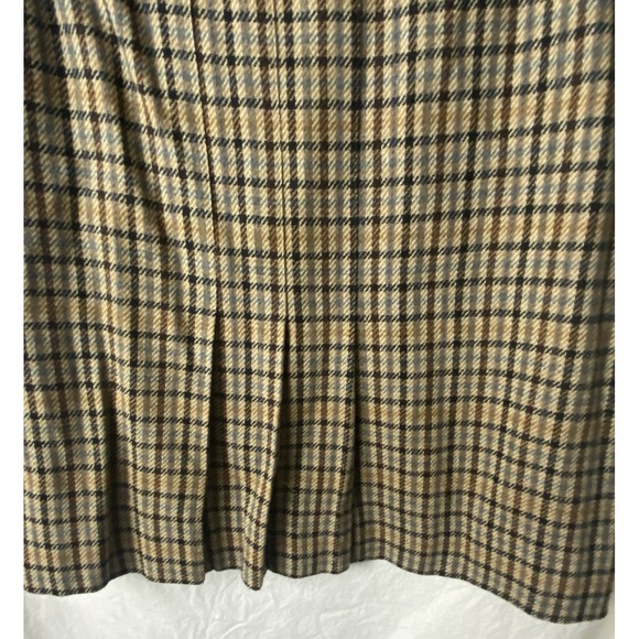 Vintage Personal Womens Skirt Brown Plaid Pleated Wool Retro Preppy USA Sz 16 - Picture 2 of 7